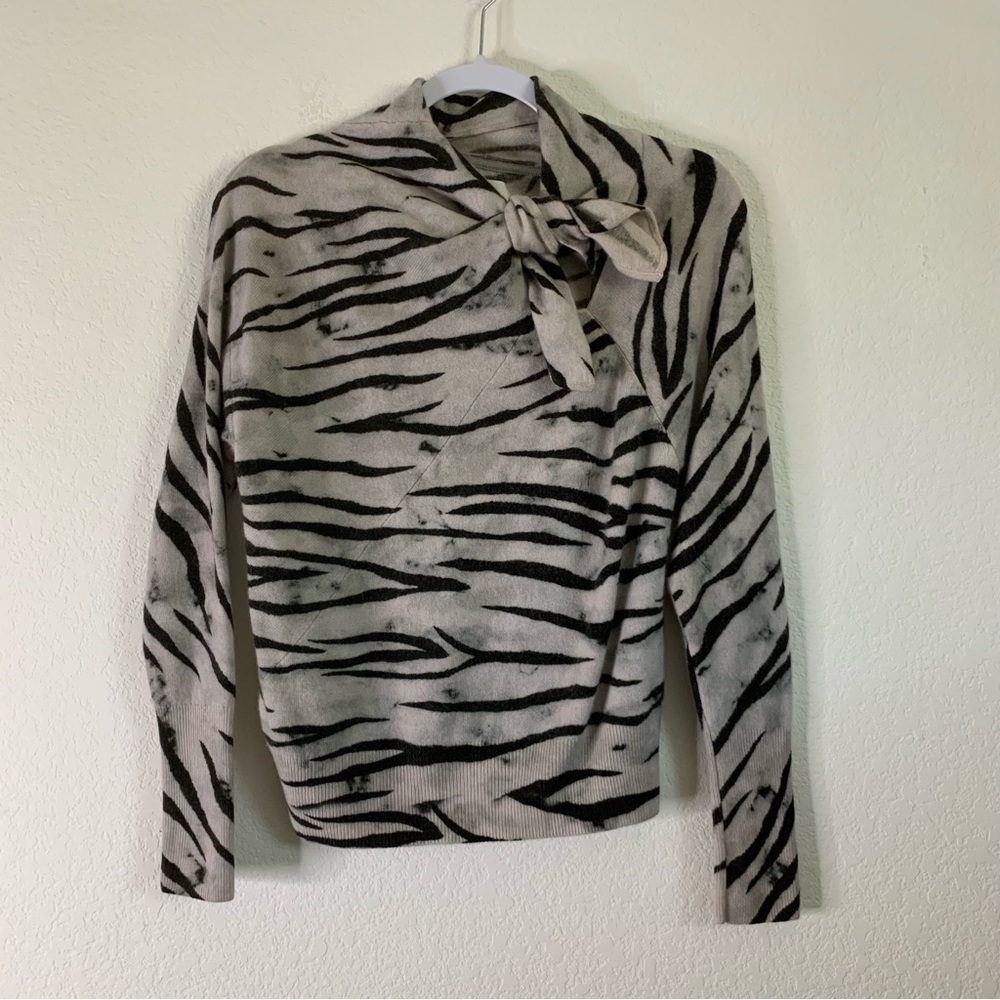 Brochu Walker Womens 100% cashmere tie neck long sleeve sweatshirt XS